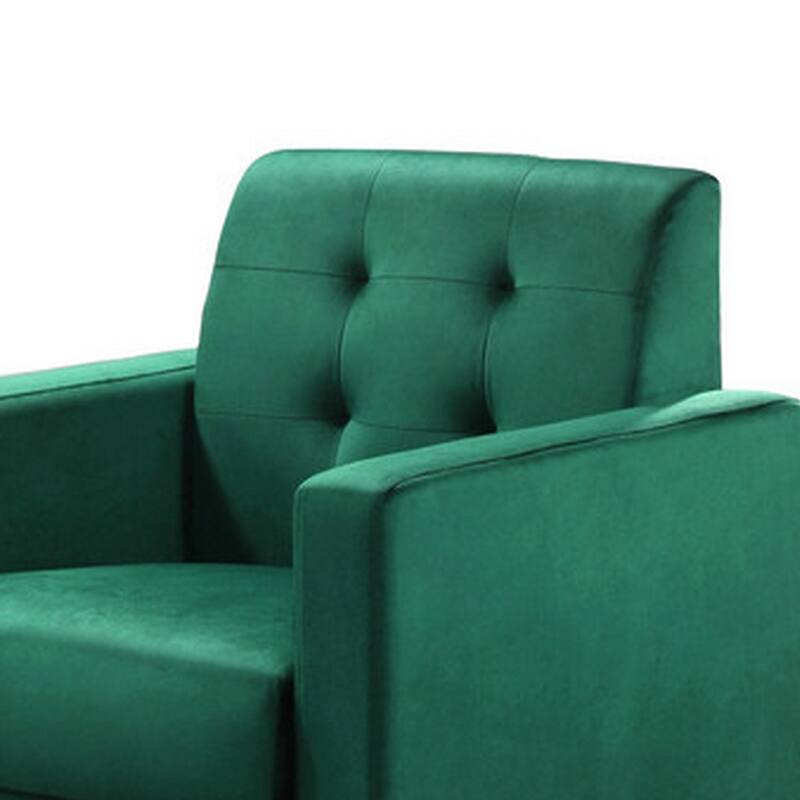 Oz Living Room Set with 2 Velvet Armchairs, Wood Accent End Table, Green