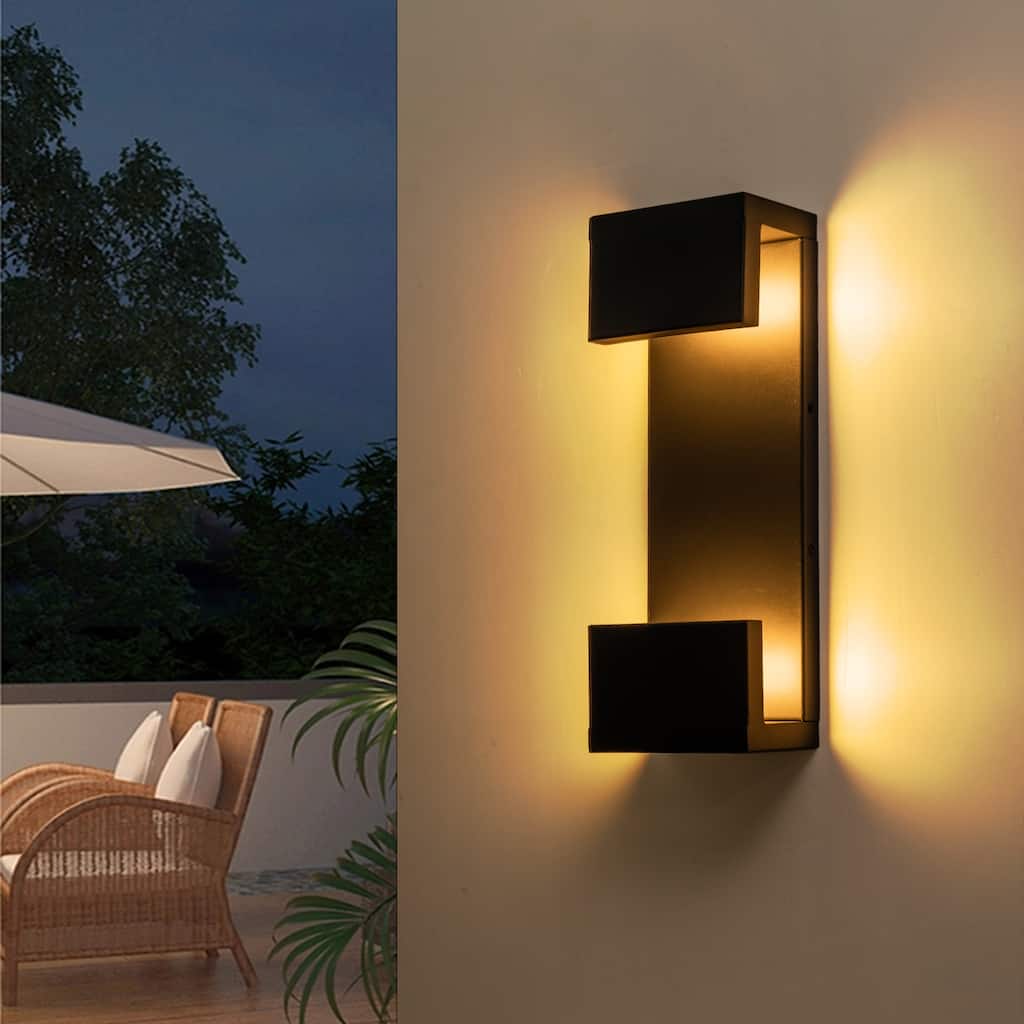 15" Modern Black Outdoor Led Wall Sconce - 1 PACK