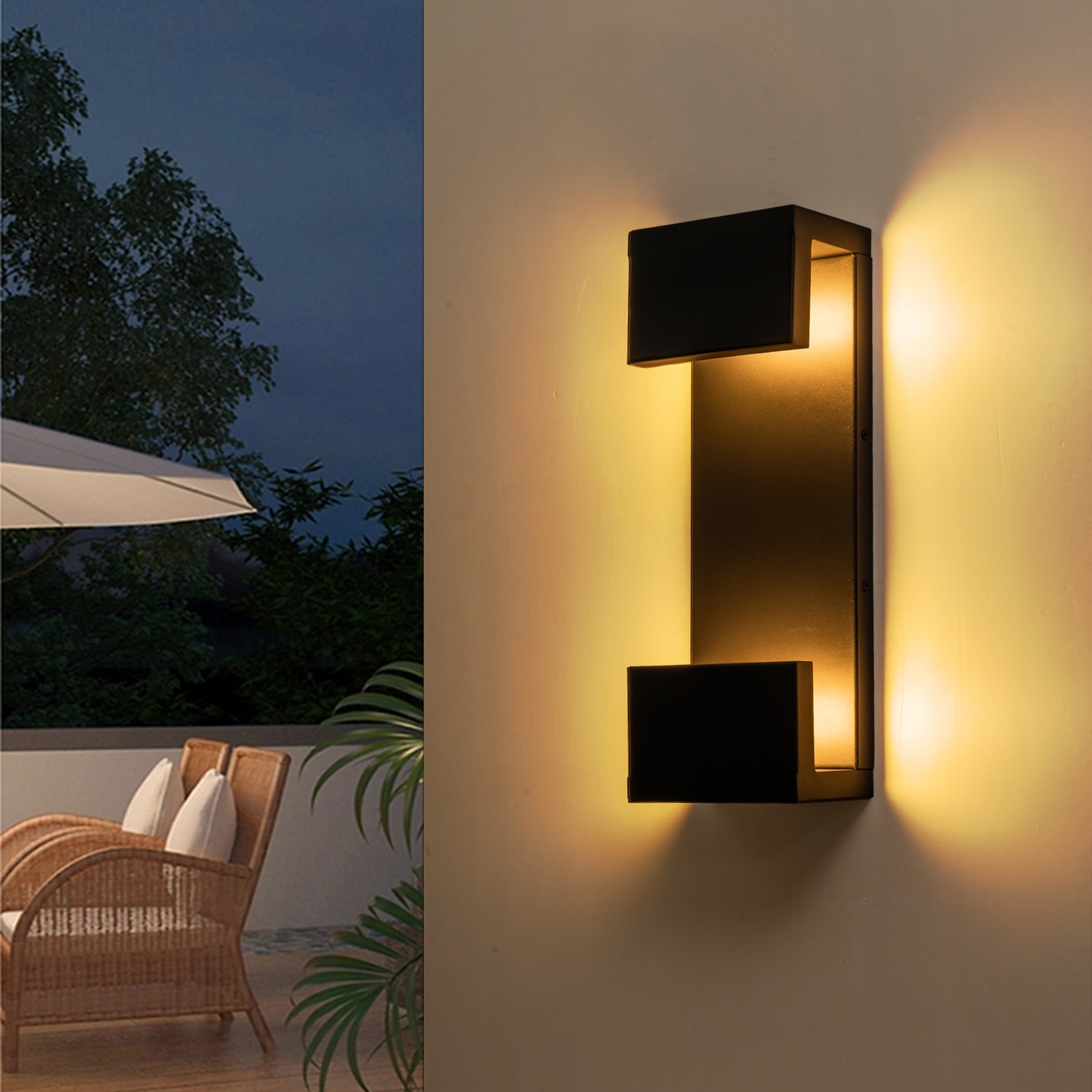 15" Modern Black Outdoor Led Wall Sconce - 1 PACK