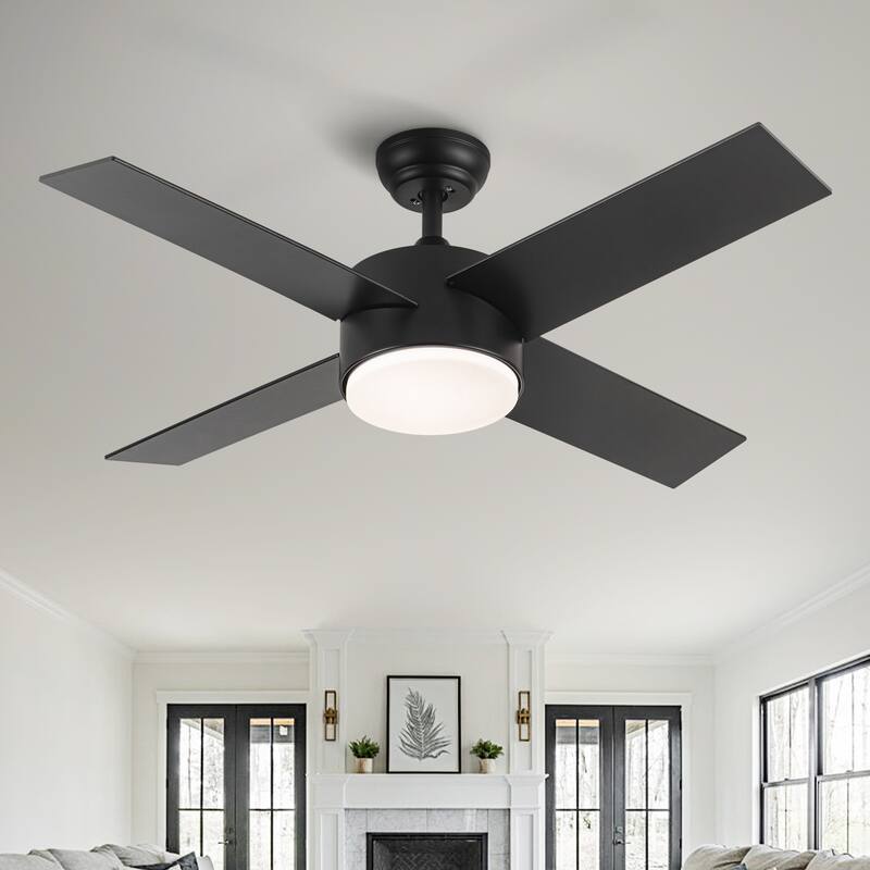 44" Intergrated LED Ceiling Fan with Black ABS Blade - Black