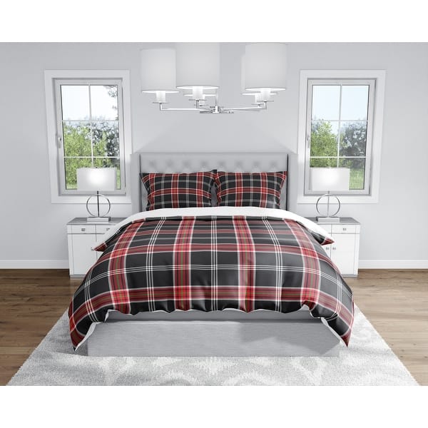 TARTAN BLACK AND RED Duvet Cover By Kavka Designs Bed Bath & Beyond