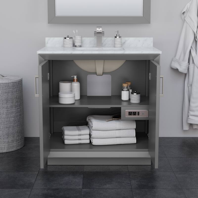 Strada 36-Inch Single Vanity Set, Carrara Marble Top