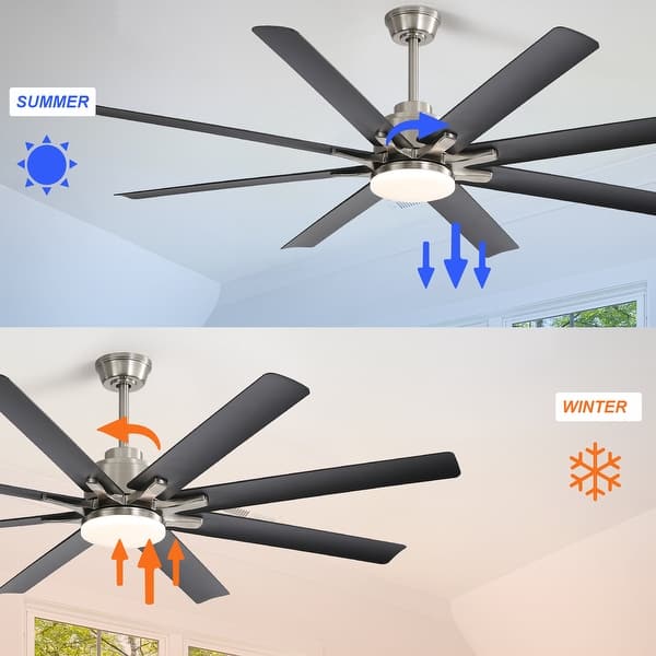 dimension image slide 6 of 7, 52/66/72/84 Inch Smart Ceiling Fan with Light ,Wall Switch, APP Control,Dimmable LED,8 Blades