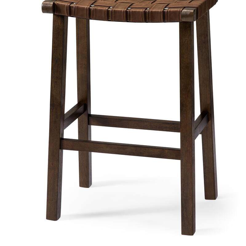 Maven Lane Noah Backless Kitchen Dining Stool with Vegan Leather