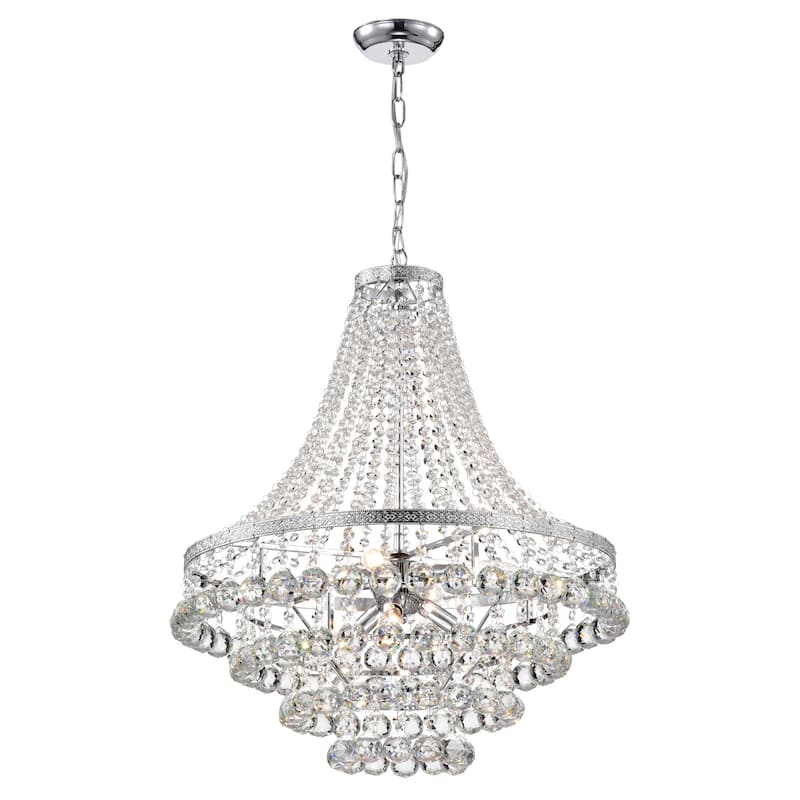 Chrome 7-Light Empire Four Tier Chandelier with Crystal