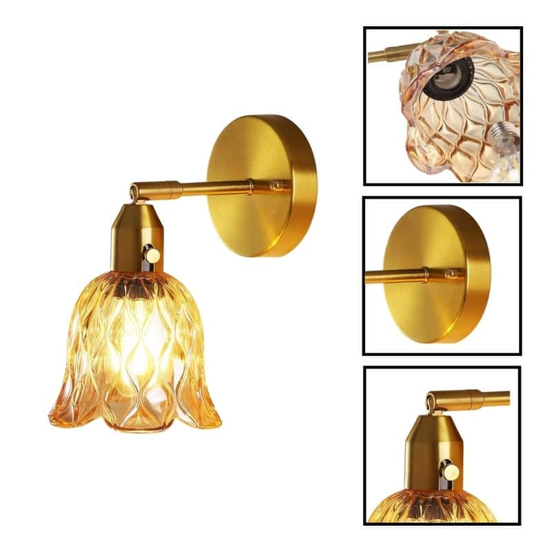 2 Pack lighting bulb gold vanity lighting glass wall sconces