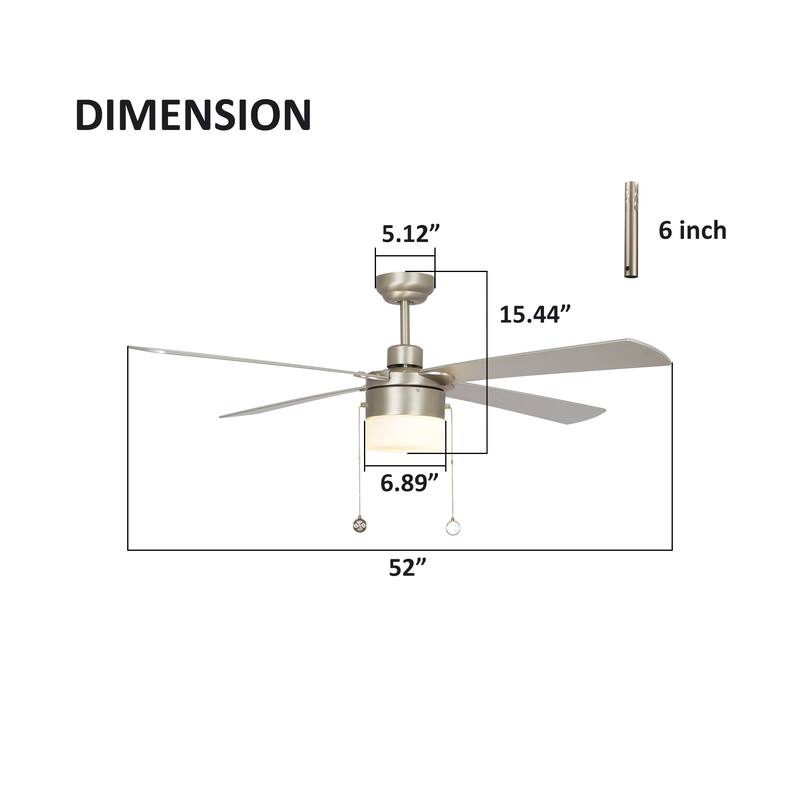 CARRO Harvey 52" Indoor Pull Chain Ceiling Fan with Light-Downrod