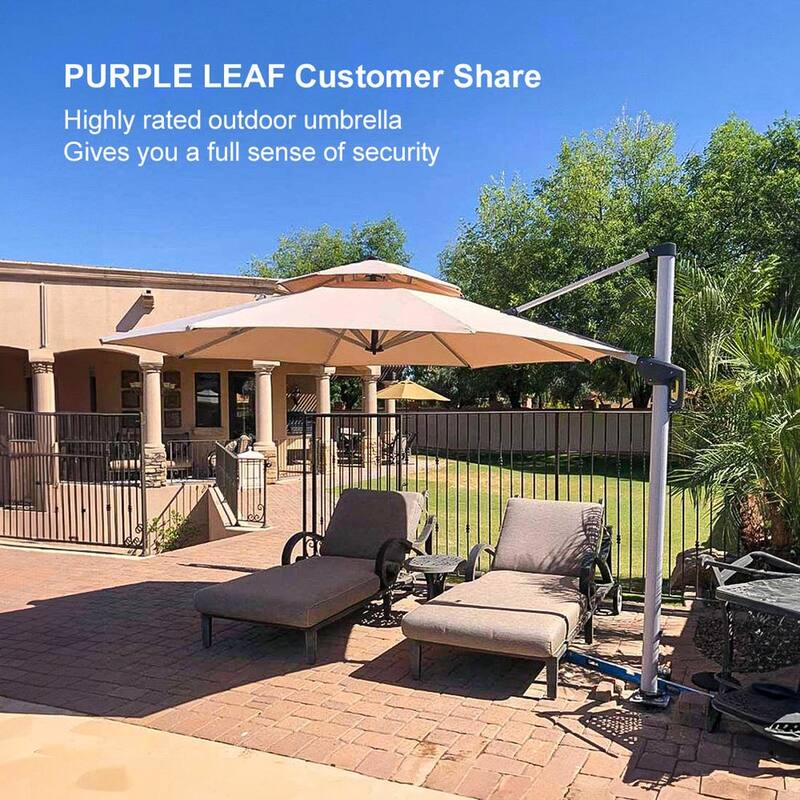 PURPLE LEAF Double Top Round Patio Large Cantilever 360 Degree Rotation 10/11/12/13ft Outdoor Classic Umbrella