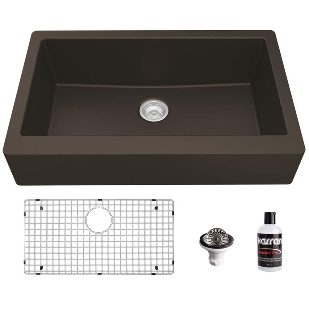 Karran USA QAR-740-PK1 Quartz QAR 34" Farmhouse Single Basin Quartz