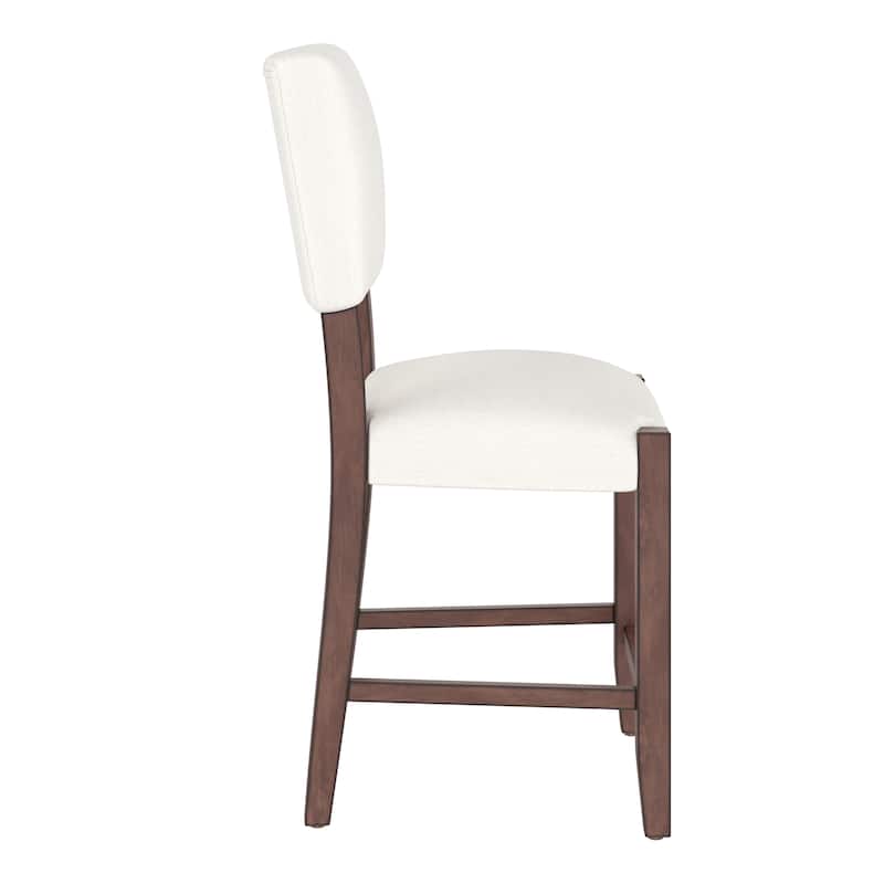 Roomfitters Mid Century Modern Bar Stools Set of 4, Counter Height Upholstered Bar Chairs with Back, Solid Wood Legs