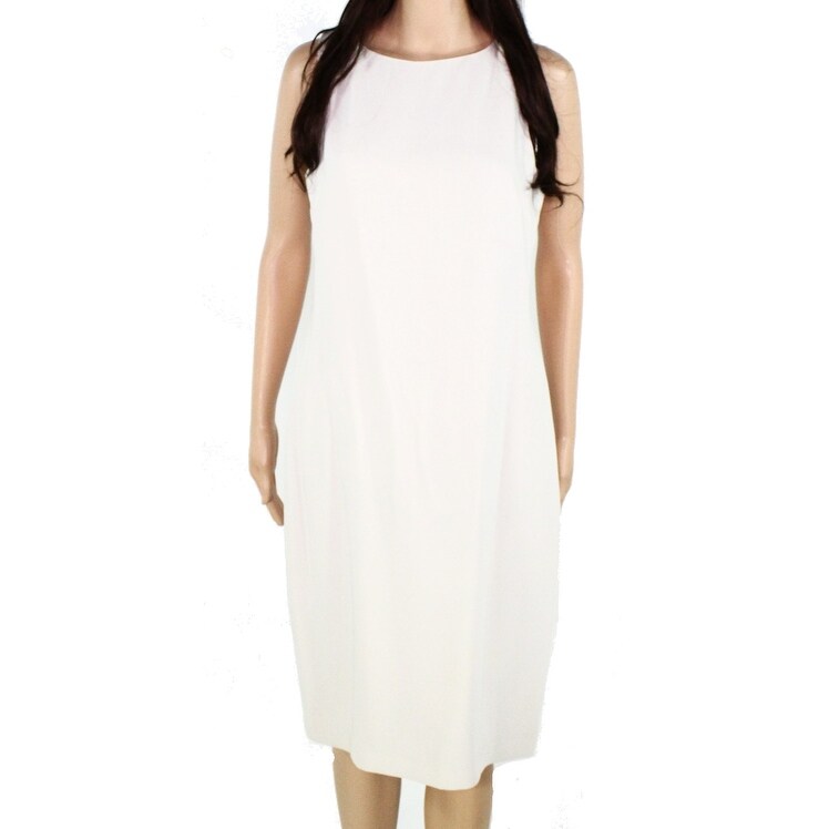Shop Louben Womens Dress Oatmeal Beige Size 8 Sheath Back Slit Crepe On Sale Free Shipping On Orders Over 45 Overstock 28956176