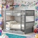preview thumbnail 1 of 15, Modren Twin over Twin Bunk Bed With Ladders and Two Storage Drawers for Bedroom Grey