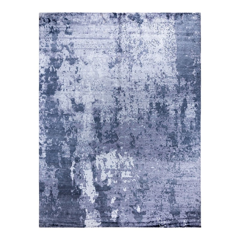 Modern One-of-a-Kind Hand-Knotted Area Rug, Blue - 9' 1" x 12' 2"