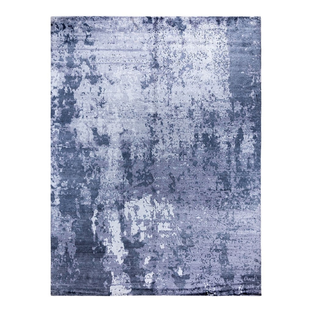 Modern One-of-a-Kind Hand-Knotted Area Rug, Blue - 9' 1" x 12' 2"