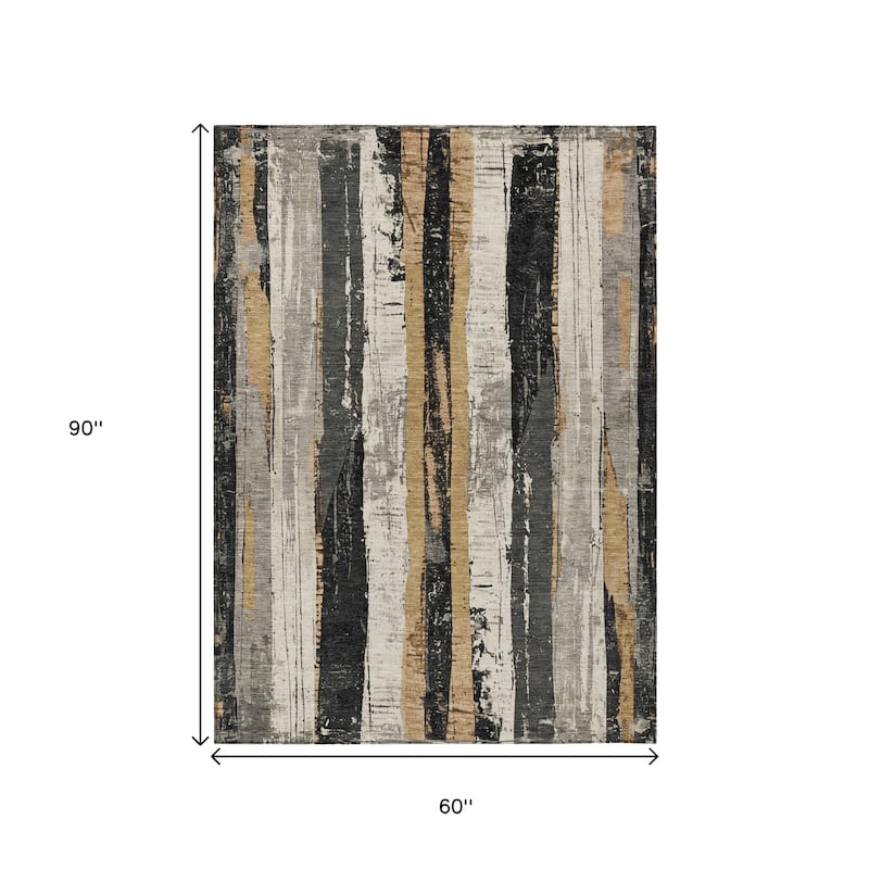 HomeRoots Striped Transitional Rectangle Outdoor Rug
