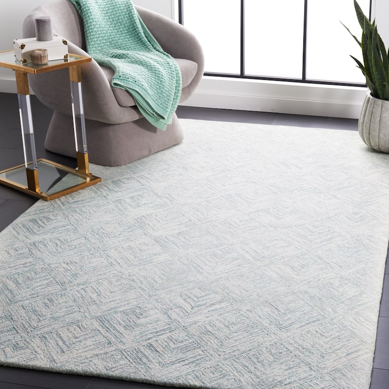 SAFAVIEH Handmade Abstract Altynai Modern Wool Rug - 8' x 10' - Grey/Turquoise
