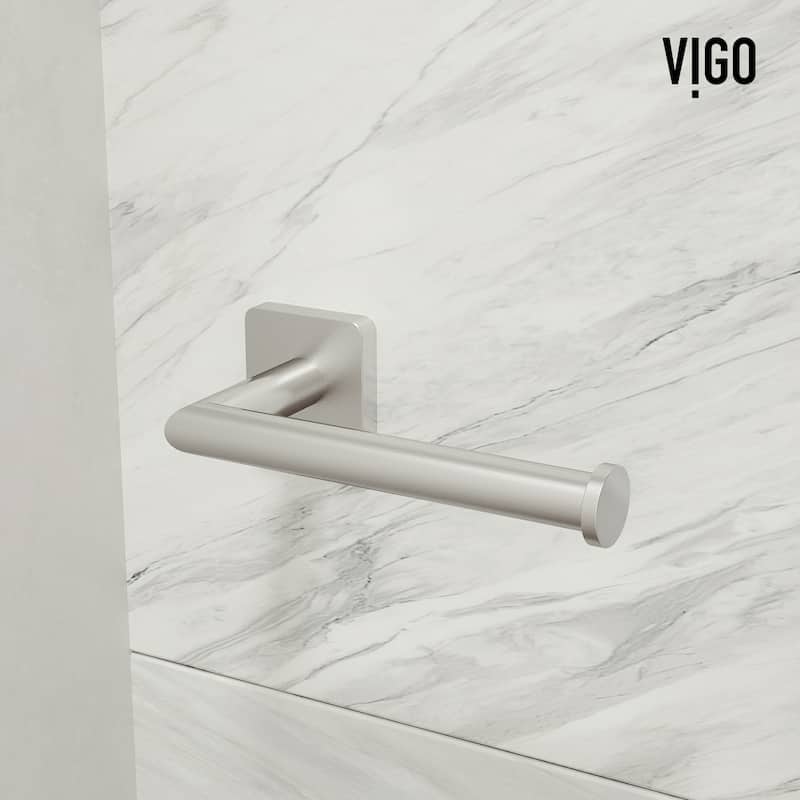 VIGO Satro 4-Piece Bathroom Hardware Accessory Set with 24 in. Towel Bar, Toilet Paper Holder, Hand Towel Holder, Hook