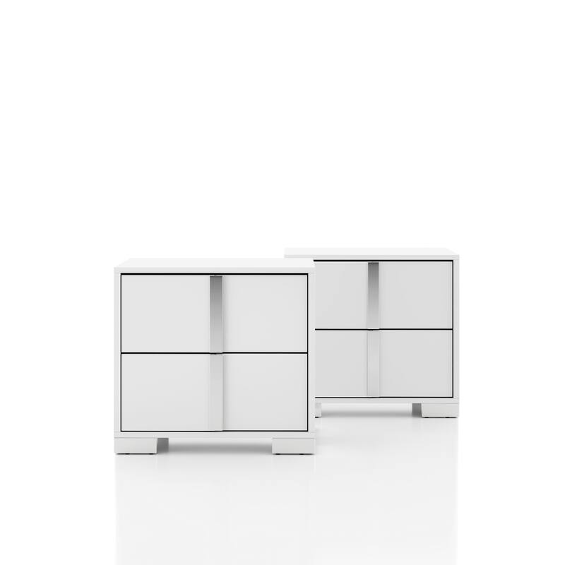 Furniture of America Erina Modern Glossy 2-drawer Nightstand (Set of 2)