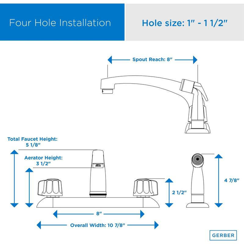 Gerber G0742216 Classics 1.75 GPM Standard Pull Out Kitchen Faucet
