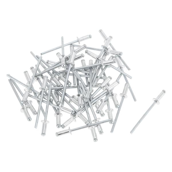 RATCHROLL 50-Pack Open End Large Flange Blind Rivets, 3.2mm Diameter X 10mm Grip Length, 6mm Flange, Silver Tone Iron, For Caravans, Trailers, Furniture & Plastic Window Frames