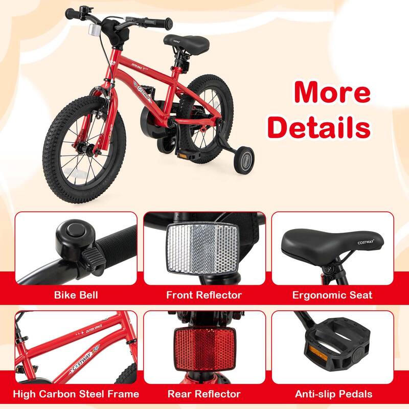 Costway 14/16/18-Inch Kid’s Bike for 4-7 Years Old with Adjustable - See Details