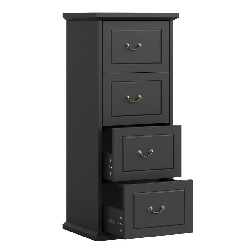 Wood File Cabinet, Tall Filing Storage Printer Stand for A4/Letter/Legal Size, Home Office Document Accent Cabinet