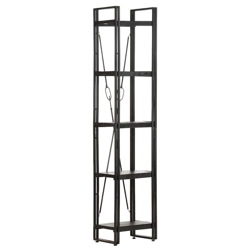 vidaXL 5-Tier Bookcase Black 15.7"x11.8"x70.9" Solid Mango Wood