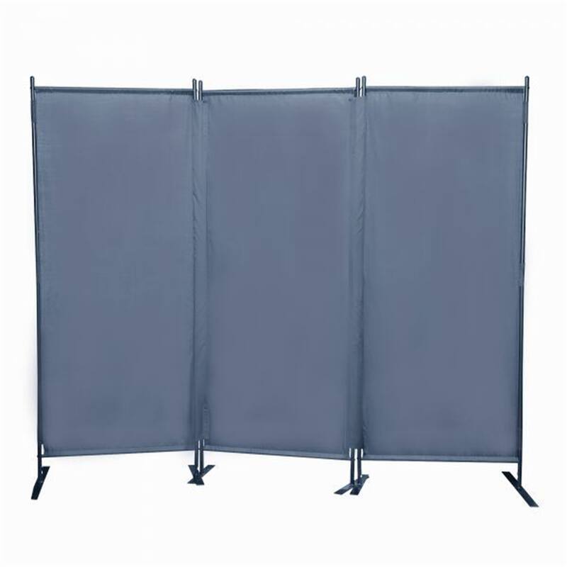 3 Panel Folding Privacy Screen Portable Wall Partition, 6 Ft Divider - Grey