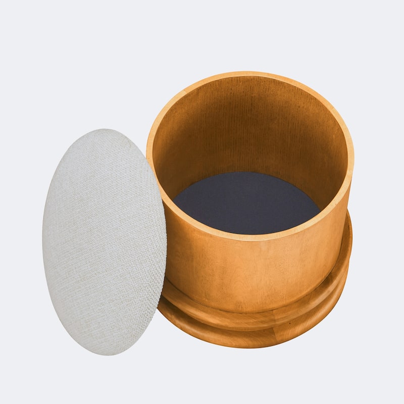 NADAAL STUDIOS Breyson Storage Stool, Mushroom-Inspired Silhouette, Solid Birch Base, Olive