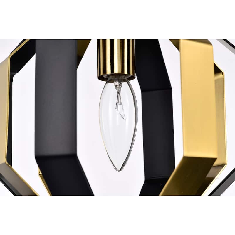 Felicia Semi Flush Mount Ceiling Light Matte Black and Gold Polished Finish 1-Light - N/A