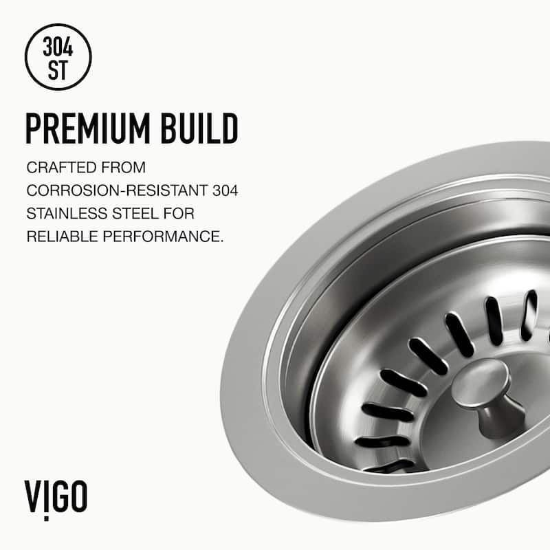 VIGO 3.5" W Kitchen Sink Drain Assembly with Strainer and Basket Stopper in Stainless Steel