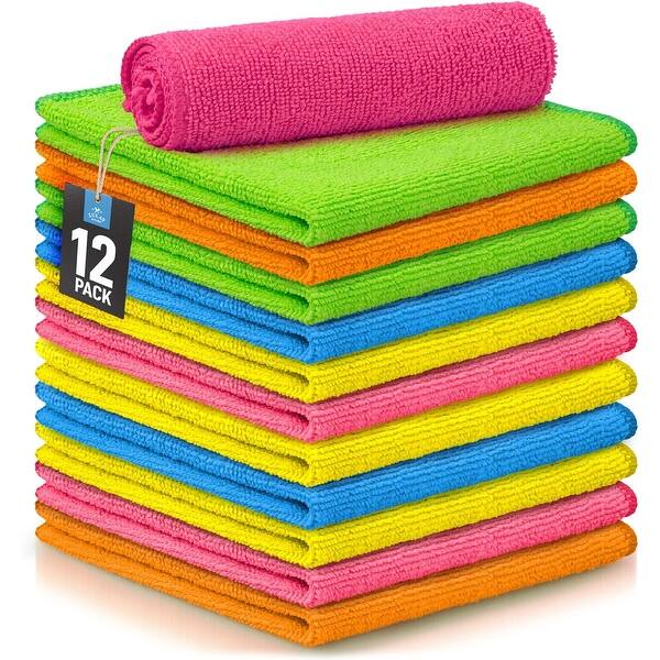 slide 2 of 5, Zulay 12 Pack Ultra Absorbent Cleaning Microfiber Cleaning Cloths