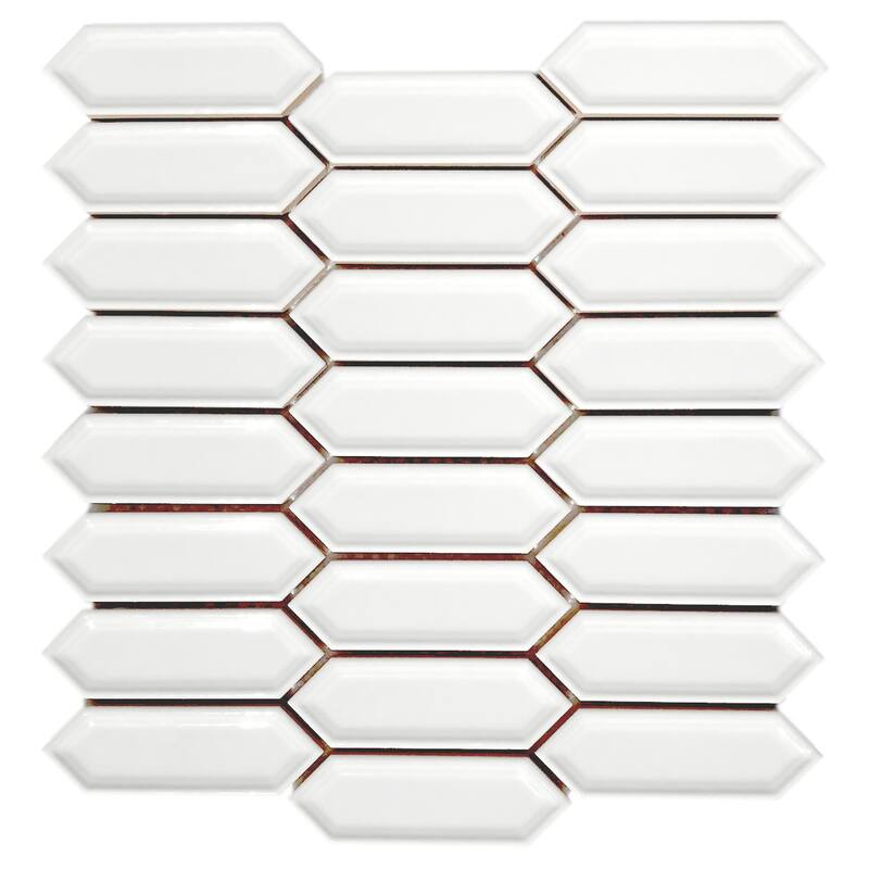 Forio 1.2" x 4.2" Picket Glossy Porcelain Mosaic Tile - Sample - White