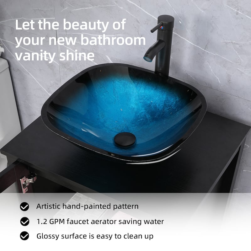48" Bathroom Vanity Set Vessel Sink Faucet W/ Small Cabinet Combo
