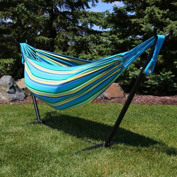 Sunnydaze Brazilian Double 2 Person Hammock w Portable Stand Case Tropical Bed Bath Beyond 29156172