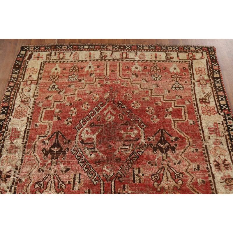 Qashqai Persian Antique Area Rug Handmade Wool Carpet - 4'0"x 7'0"