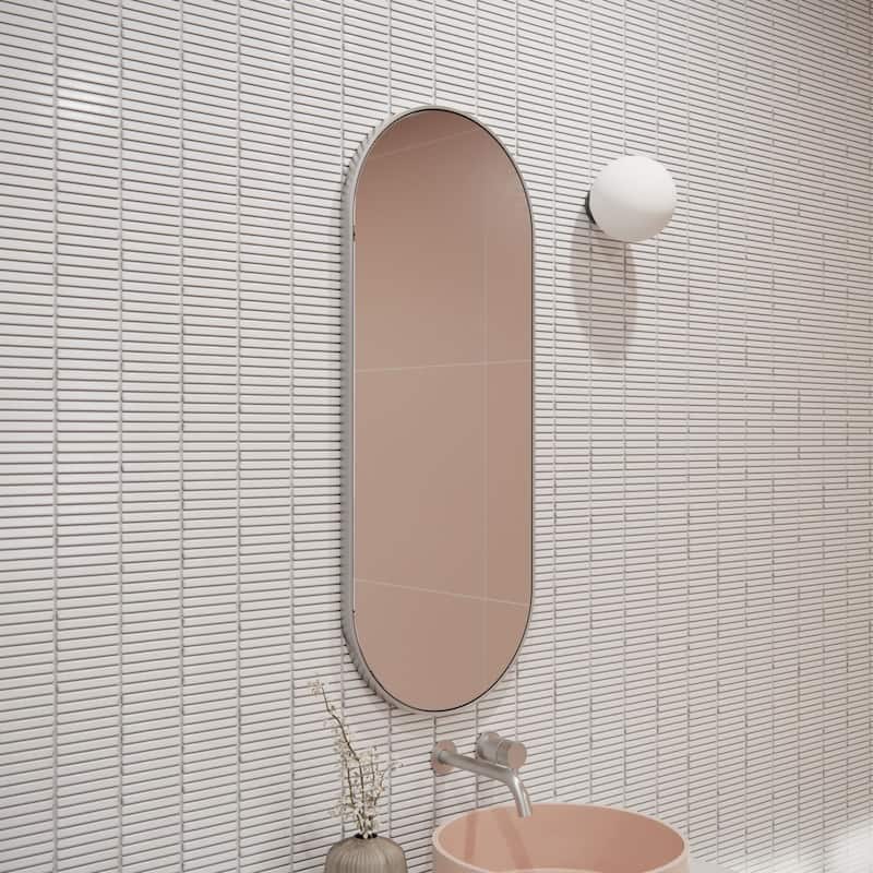 Glass Warehouse SF-PL-16X40 Inara 16" W x 40" H Contemporary Oval - Brushed Nickel