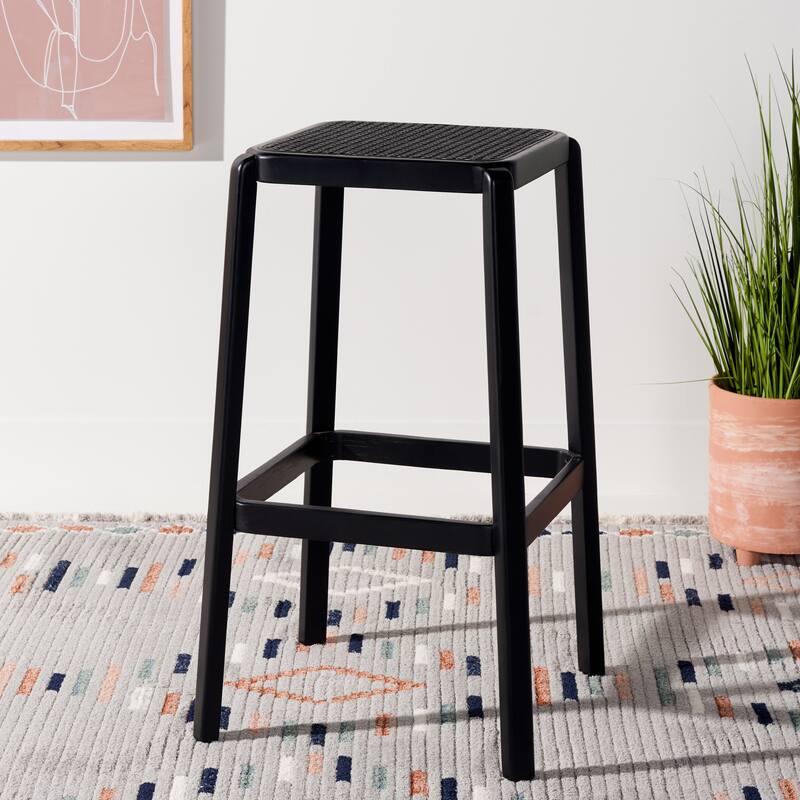 SAFAVIEH Fleta Backless Cane Bar Stool - 18" W x 18" D x 30" H - 18Wx18Dx30H