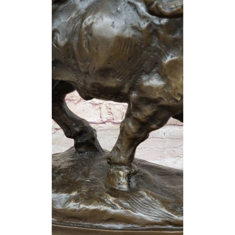 Running Water Buffalo Bull Bronze Sculpture Statue African Asian Wildlife Original Art
