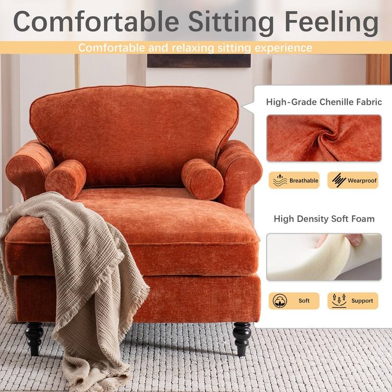 43.3" Chenille Upholstered Sofa Lounge Chair