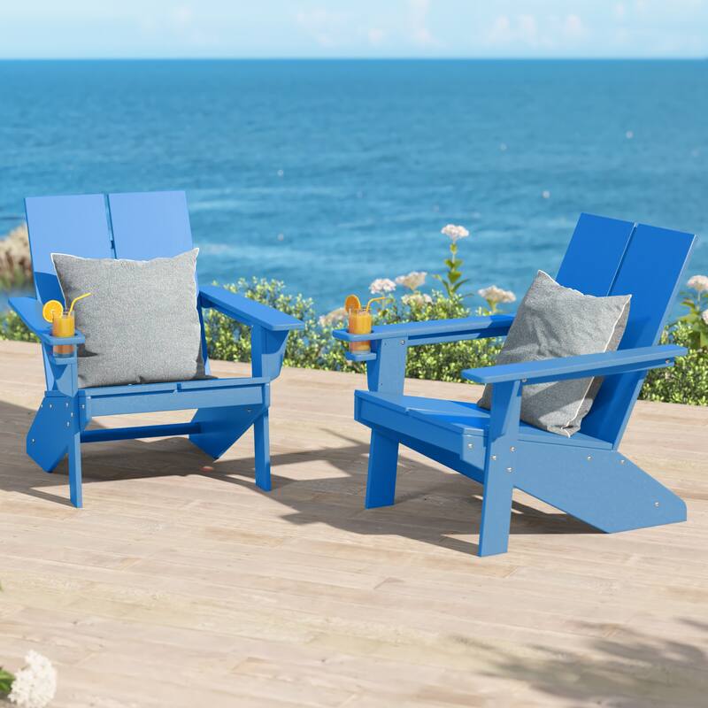 Coastin Modern Poly Adirondack Chair (Set of 2), Black