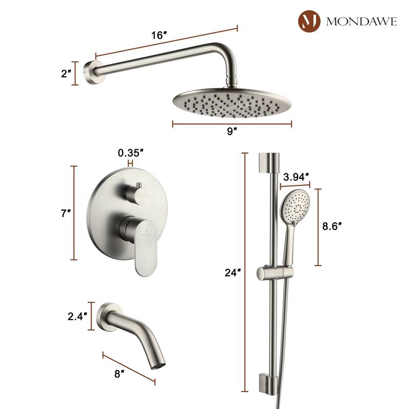 Retro Series 9 in. Rain Wall Mount Dual Shower Heads with 1.8 GPM
