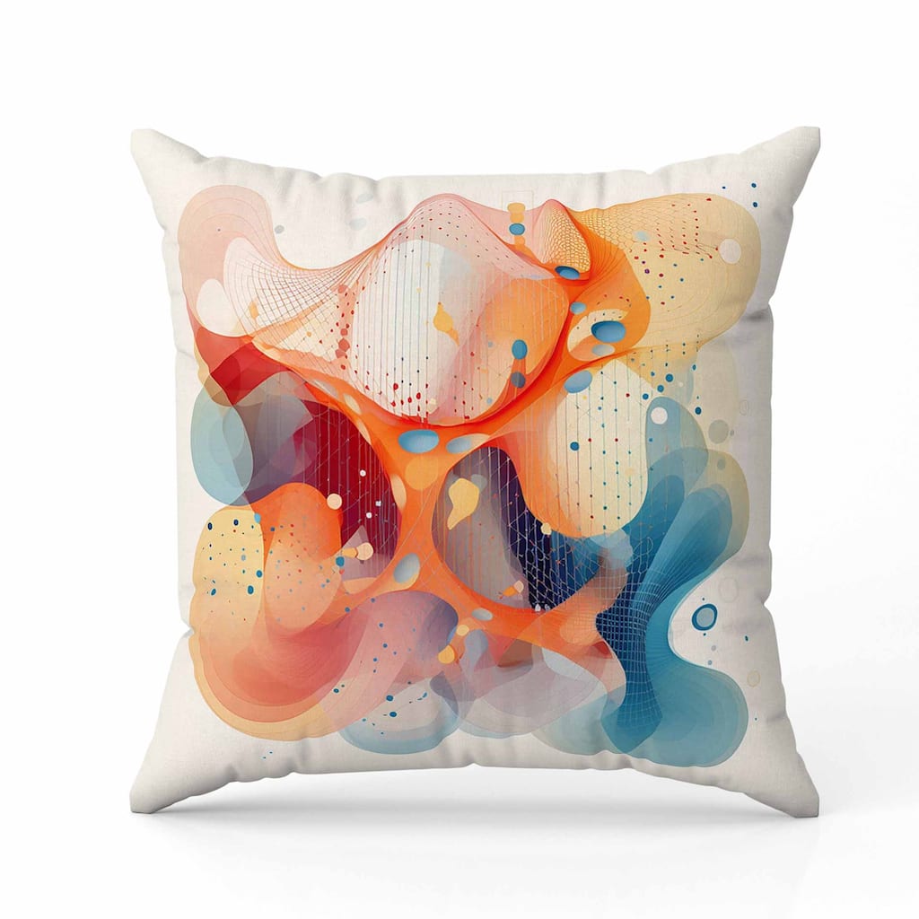 Whimsical Waves Indoor/Outdoor Reversible Throw Pillow Orange and Blue
