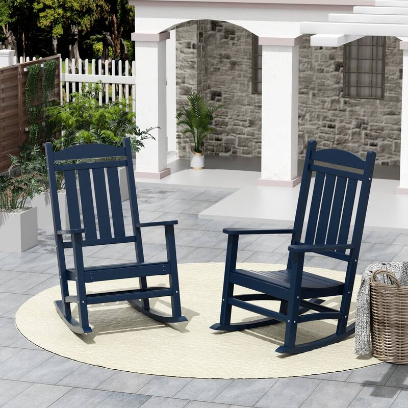 Laguna Hdpe All Weather Outdoor Patio Rocking Chair (Set of 2) - Navy Blue