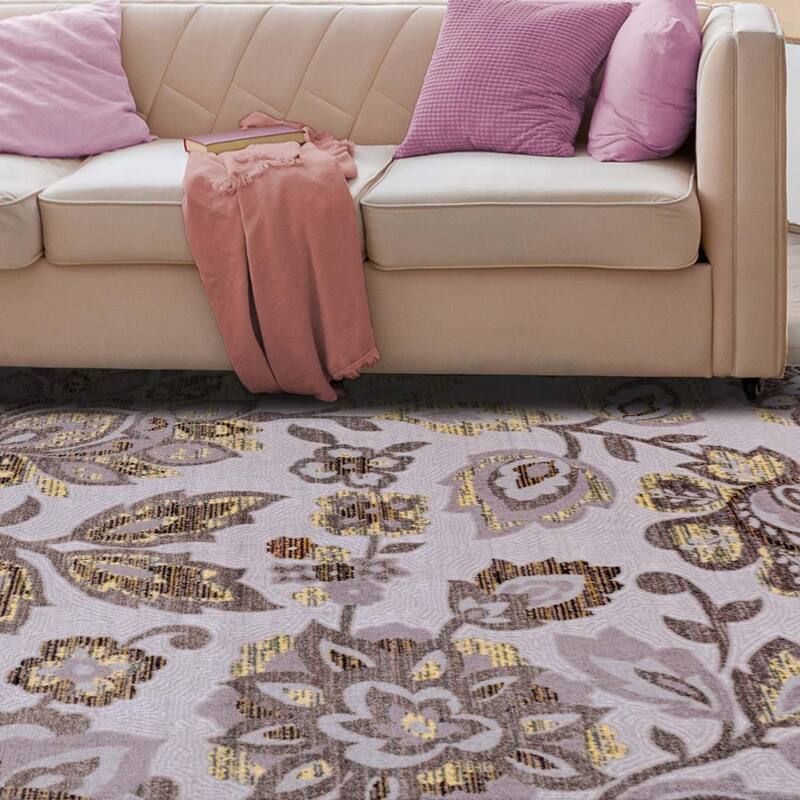 Superior Floral Medallion Sculpted High-Low Pile Polyester Area Rug