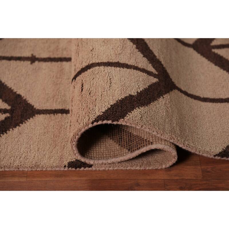 Hand Knotted Oriental 100% Wool Carpet Modern All-Over Beige & Ivories Moroccan Area Rug - 9' 10'' X 7' 11''