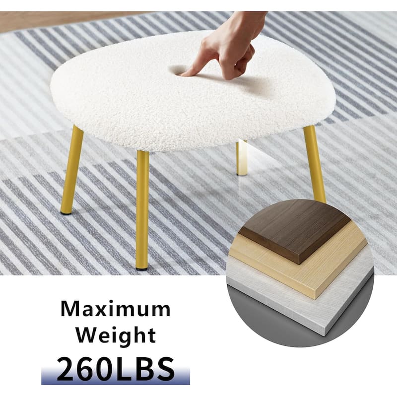 XINMICS Round Boucle Upholstered accent chair ottoman