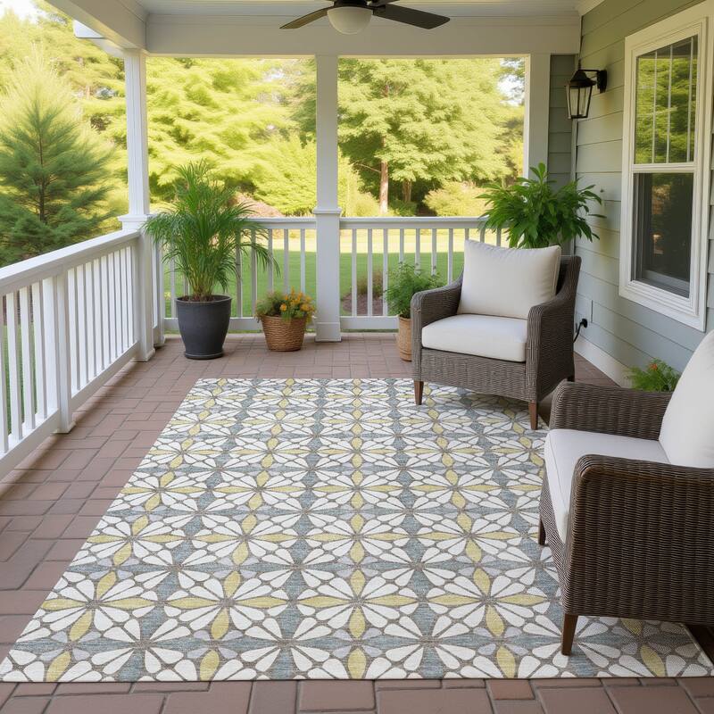 Machine Washable Indoor/ Outdoor Mosaic Pablo Chantille Rug - Ivory - 10' x 14'