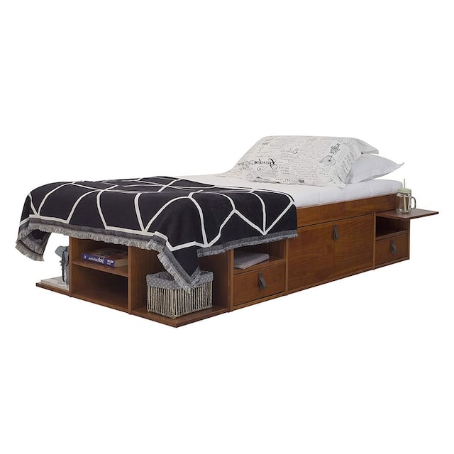 Copper Grove Rivne Storage Platform Bed with Drawers and Shelves - Caramel - Twin