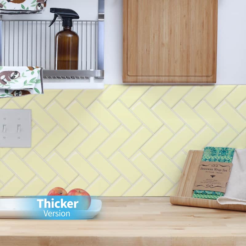 Art3d thicker herringbone peel and stick backsplash tiles